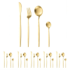 Gold Silverware Set 24 Pieces, Stainless Steel Flatware Set,Titanium Gold Plating Cutlery Set Utensil Sets Service for 6
