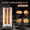 Toaster 4 Slice with Wide Slots, 2 Long Slot Toaster for Bagels Waffles and Toast, 6 Browning Levels, Stainless Steel(1500W)