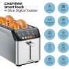 4 Slice Digital Toaster, 6 Shade Settings, Stainless Steel Toaster 4 Slice with Extra-Wide Slots, Thick Bread Toaster