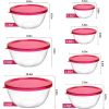 14 Pieces Glass Mixing Bowls with Lids Set,Glass Salad bowls Nesting Glass Storage Bowl for Kitchen, Baking,Microware,Freeze