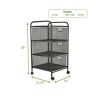 3 Drawer Mesh Trolley; Black