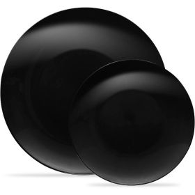 64 Piece Combo Plates Set includes 32 7'' inch Plates&32 10'' inch Plate White Plastic Floral Design Party Plates With Gold Rim (Color: Black, Plate Size: 64 Piece)