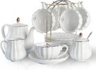 Wedding Coffeeware Teaware 8 Oz Cup & Saucer Serving 6 Servings Tea Set Sugar Bowl Teaspoon & Tea Strainer for Afternoon Tea Bar