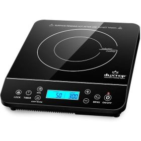 Duxtop Portable Induction Cooktop, Countertop Burner Induction Hot Plate with LCD Sensor Touch 1800 Watts,Silver 9600LS/BT-200DZ (Color: Black Cooktop)