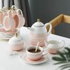 Porcelain Tea Sets, 8 OZ Cups & Saucer Service for 4, Teapot Sugar Bowl Cream Pitcher Teaspoons and Tea Strainer, Teaware Sets